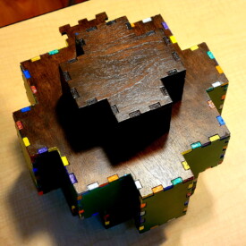 An upside down 120-piece Christmas Tree Box.