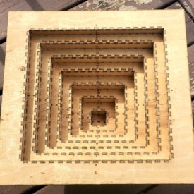 The inside of a 36-piece pyramid shaped box.